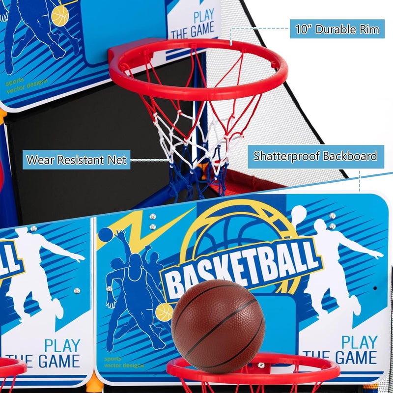GYMAX Basketball Arcade Game Indoor, Double Shot Basketball Hoop Indoor with 4 Balls & Hand Pump, Mini Basketball Hoop for Kids Toddlers, Basketball Game Toys for Girls Boys - Image 2